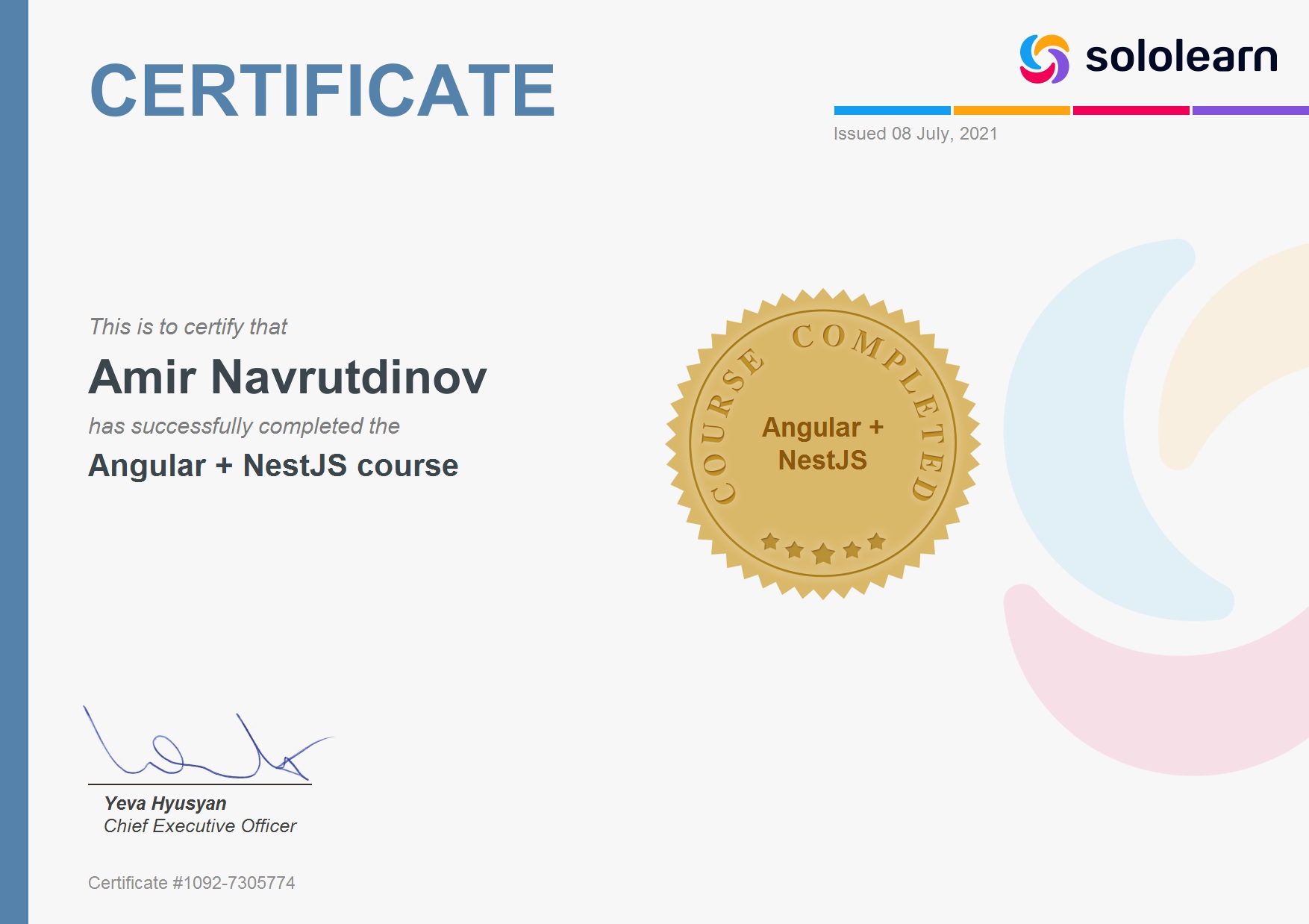 certificate angular